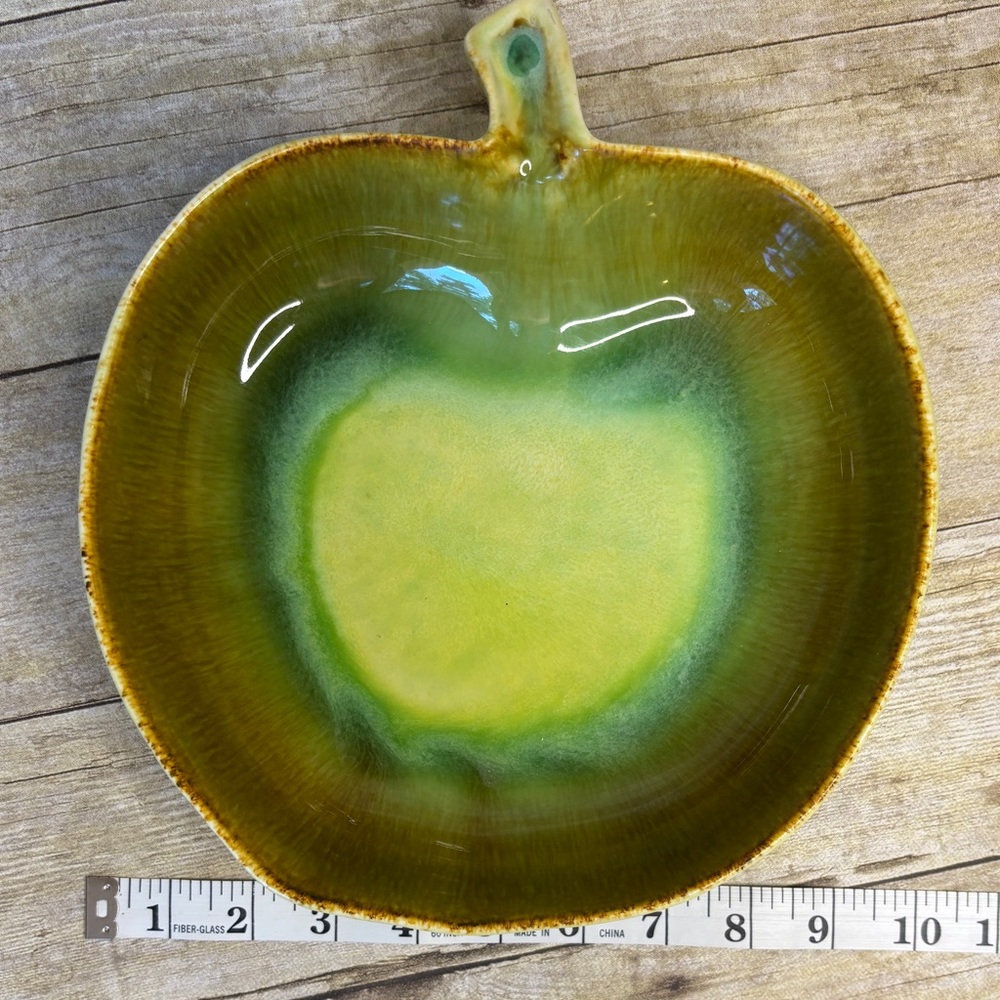 Dryden Pottery Hot Springs Ark Brown Green Drip Glaze Bowl Apple Pumpkin 2014